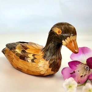 Vintage - Handmade Duck Figurine - 6"L - Really Cute